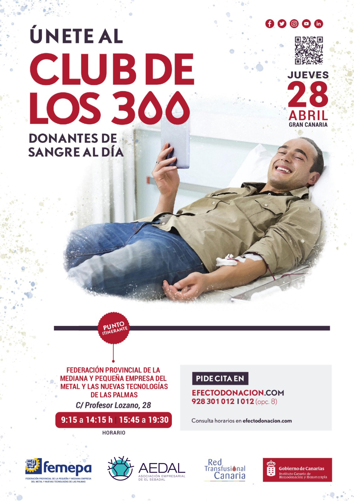 Únete al Club de los 300. Campaña de Donación de Sangre 28 de abril